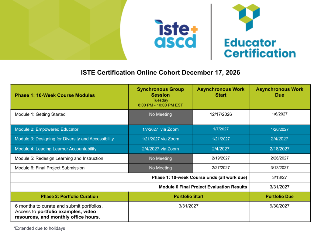 ISTE Certification Online Cohort December 17 2026
