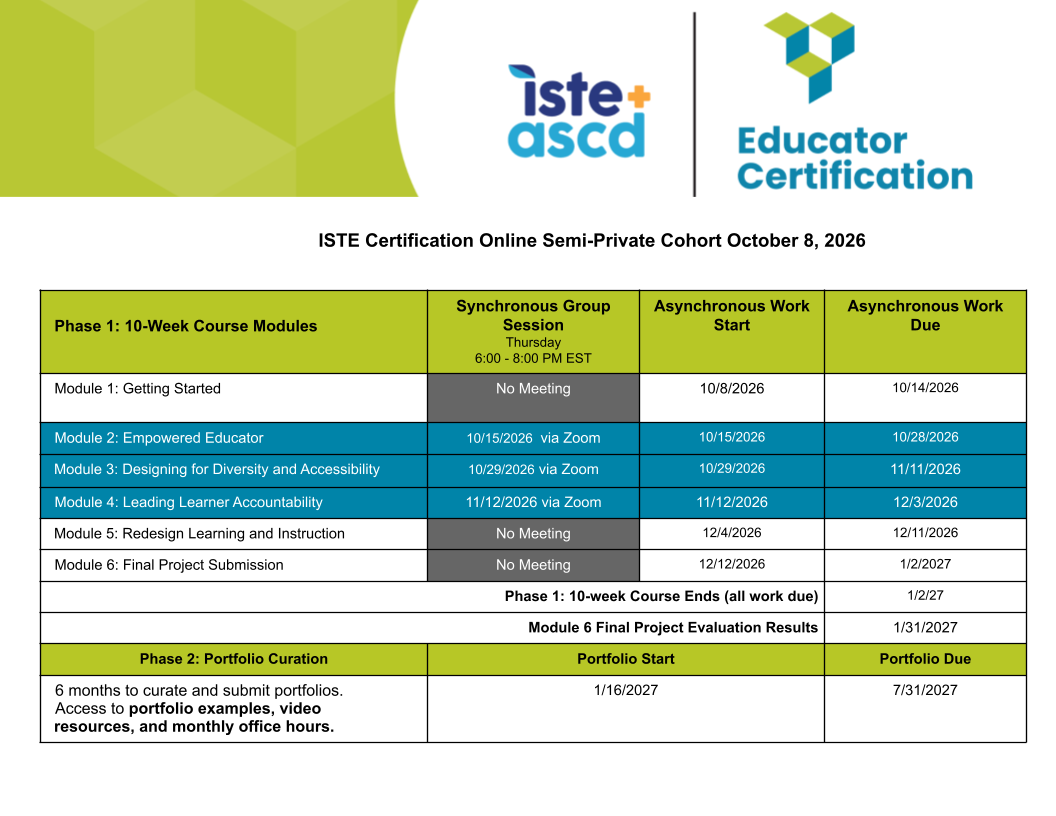 ISTE Certification Online Semi Private Cohort October 8 2026 1