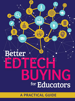 Title text reads Better EDTECH BUYING for Educators: A Practical Guide over a graphic of a connected network of educational icons.