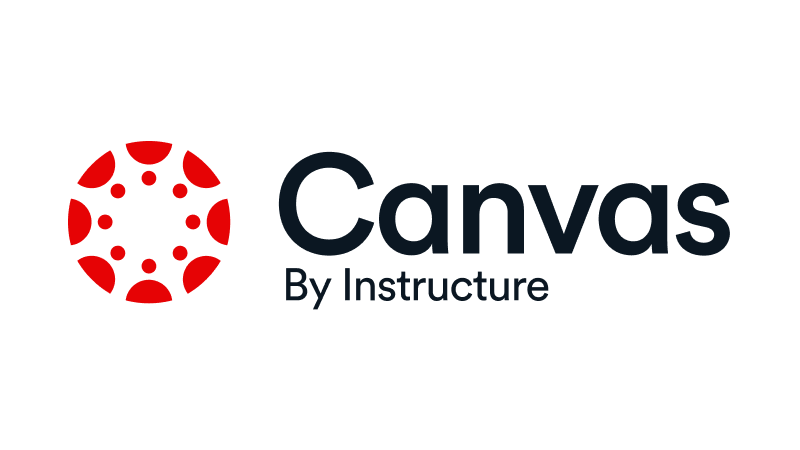 Canvas by Instructure logo, featuring a red circular icon composed of dots and lines to the left of the bold red word CANVAS, with BY INSTRUCTURE in smaller blue text underneath.
